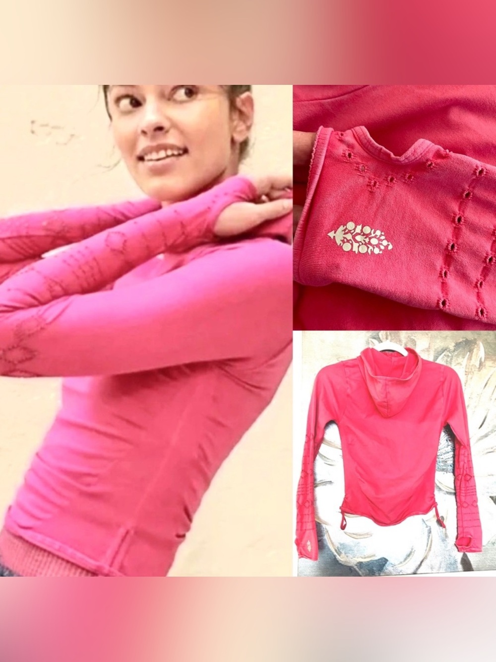 NEW Good Karma Hoodie Long Sleeve Pink from fP Movement by Free People XS/S